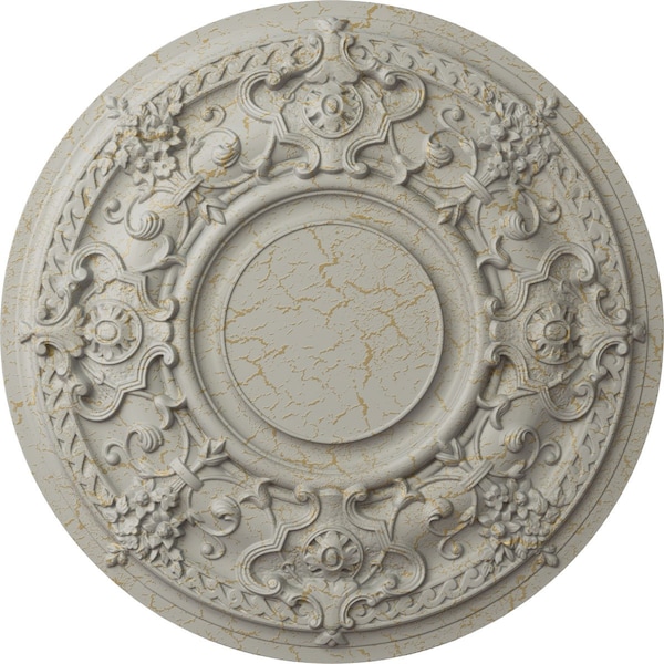 Ekena Millwork Jackson Ceiling Medallion (Fits Canopies up to 13 1/2"), 32 3/4"OD x 2 1/2"P, Pot of Cream Crackle CM32JAPCC - main